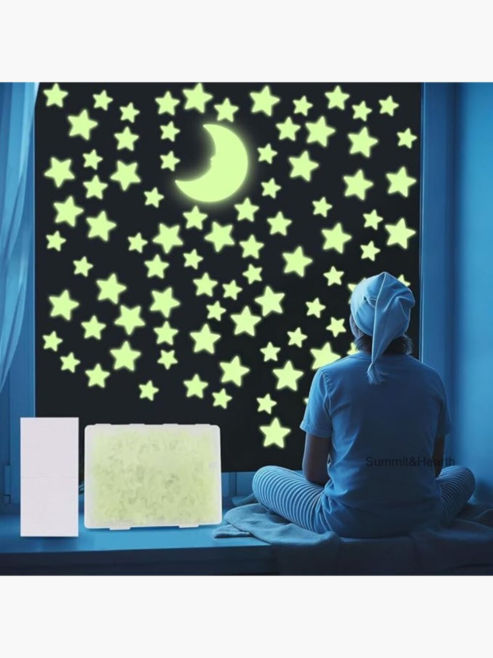 Glow in Dark Stars Moon Kit 200 Stickers Bedroom Wall Ceiling Decor